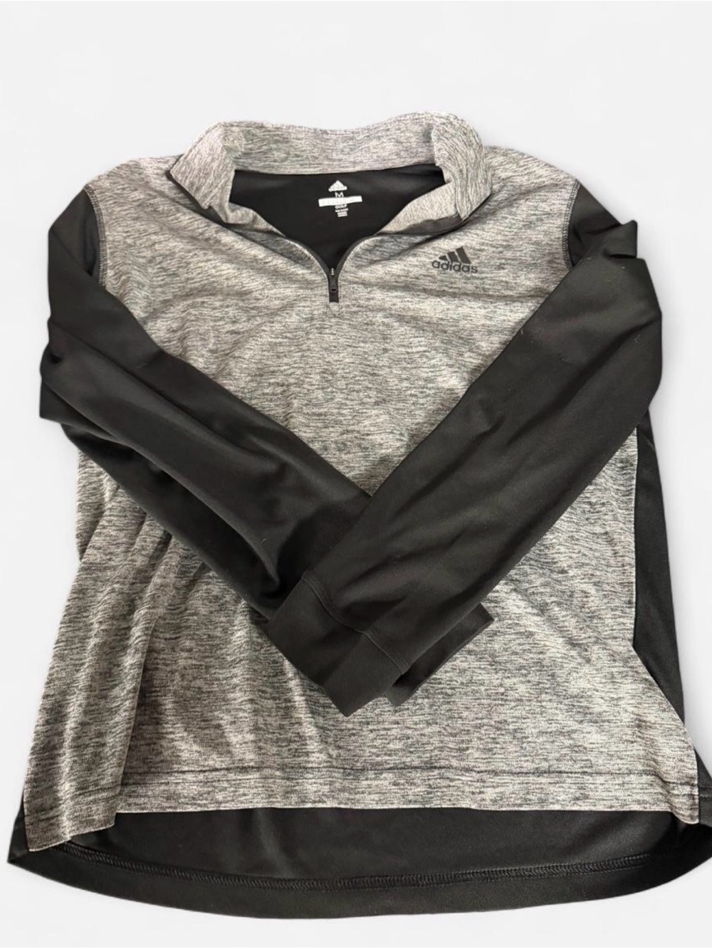 adidas Men’s Heather Gray & Black Zip-Up Pullover